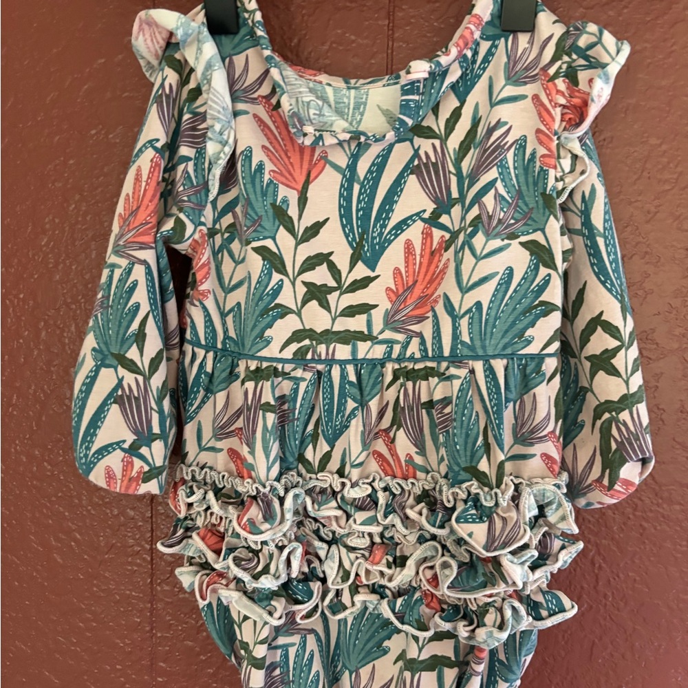 RuffleButts 12-8M Floral Romper
